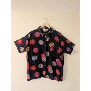 VTG Chico's Design Cocktail Umbrella Print Graphic Shirt Casual Funky Artsy Sz 3